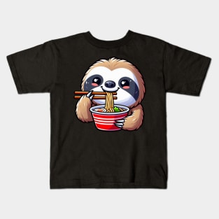 Sloth Loves Ramen Kids T-Shirt